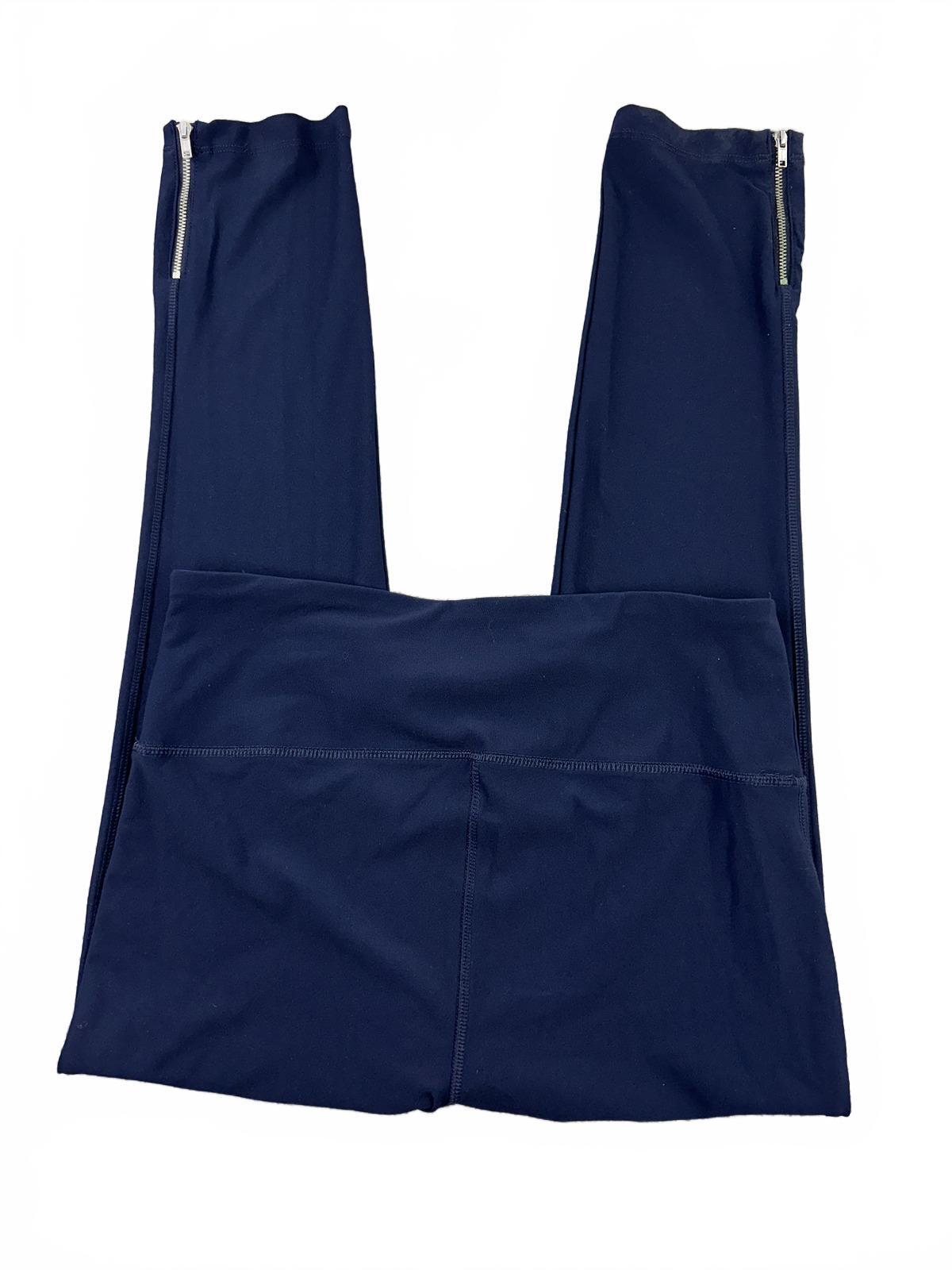 Navy Leggings with Ankle Zipper Sporty Loungewear Casual