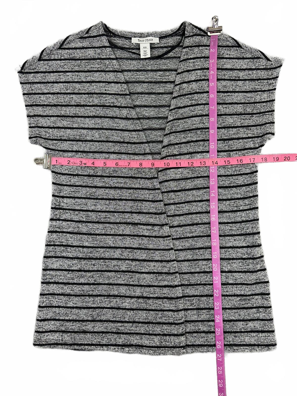 White House Black Market Striped Open Front Cardigan Top Gray Black