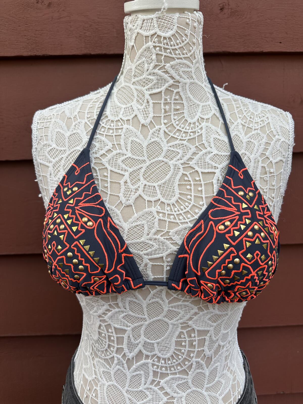 Xhilaration Tribal Print Triangle Bikini Top Bohemian Festival Swimwear