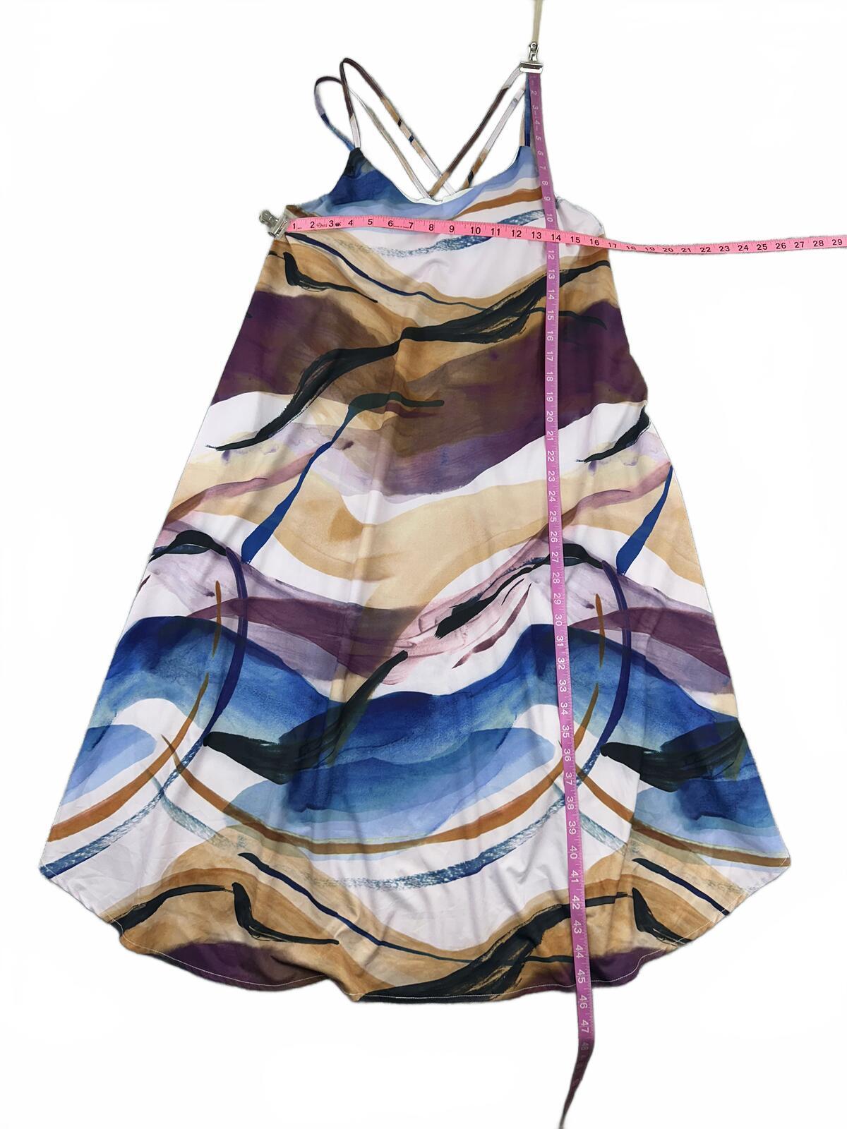 Soma Weekend Abstract Print Bohemian Slip Dress with Adjustable Straps in Blue