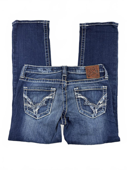 Big Star Rikki Low Rise Capri Jeans Blue Navy Stretch Denim Bootcut Y2K