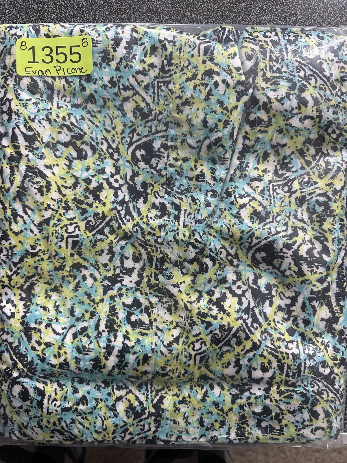 Evan Picone Vibrant Abstract Print A Line Skirt in Turquoise Yellow Black White