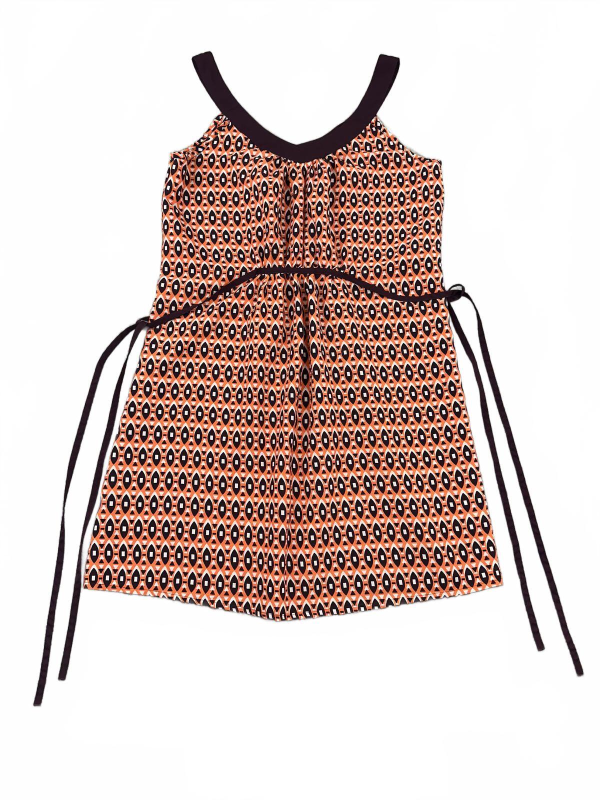 Atmosphere Apricot Geometric Sleeveless Dress Vintage 70s Inspired Adjustable