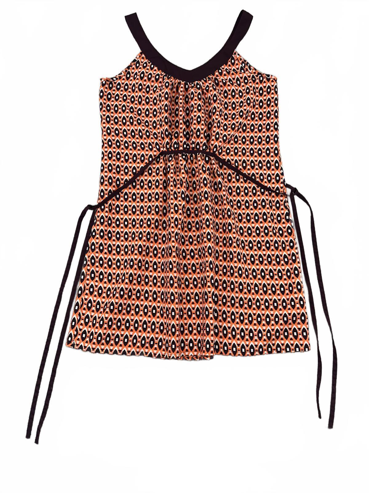 Atmosphere Apricot Geometric Sleeveless Dress Vintage 70s Inspired Adjustable