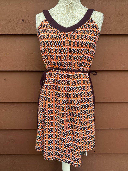 Atmosphere Apricot Geometric Sleeveless Dress Vintage 70s Inspired Adjustable