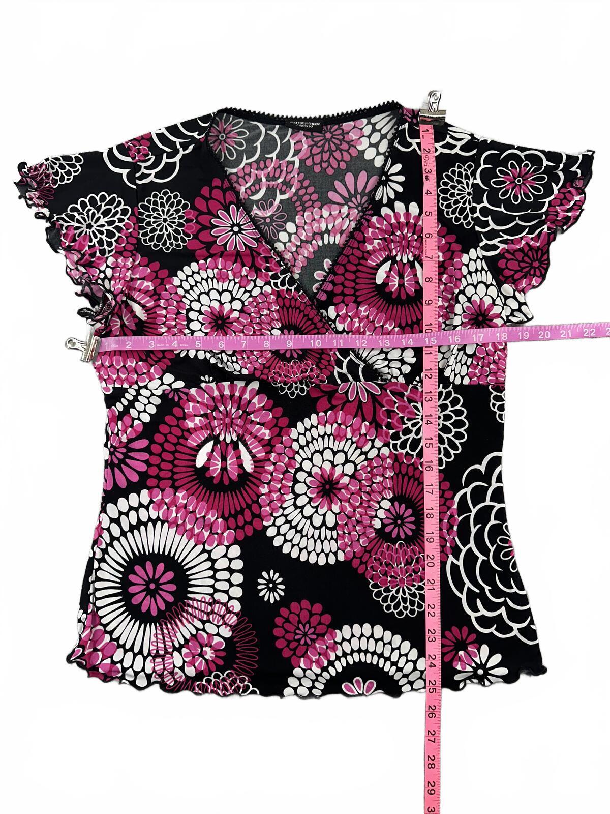 Perseption Concepts Floral Print V Neck Top