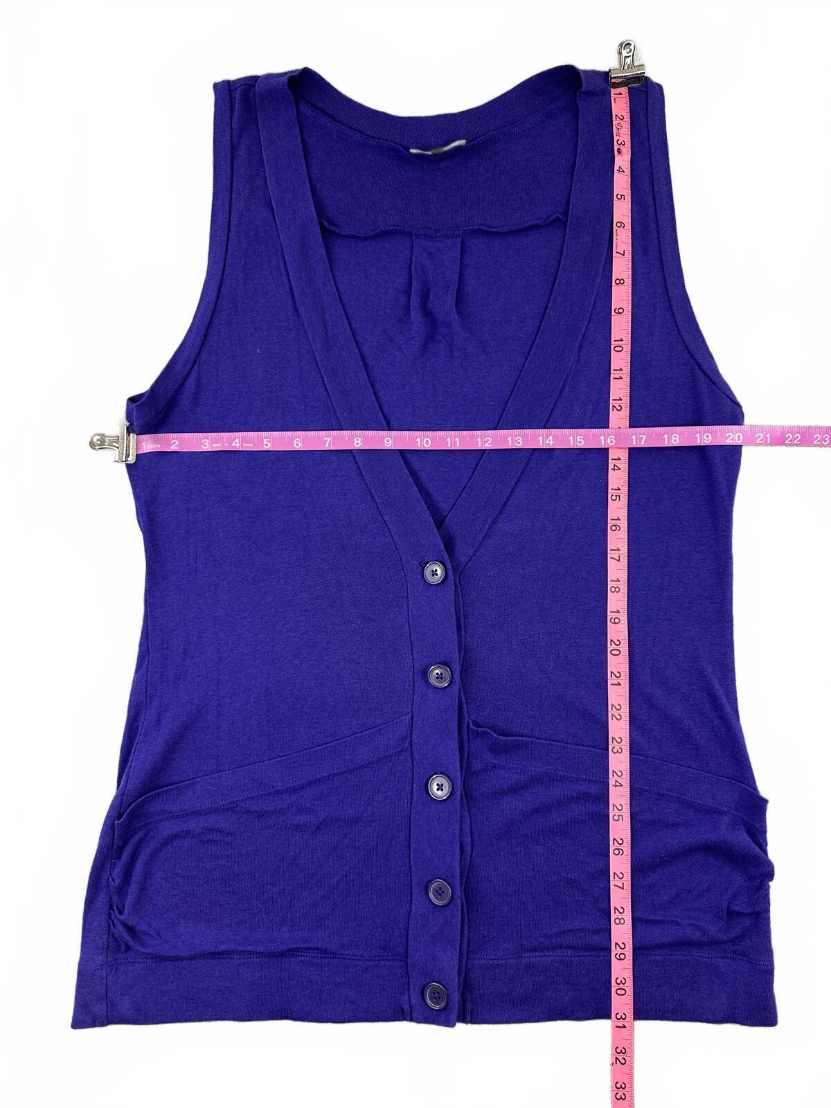 Express Purple Sleeveless Vest Top Button Up Deep V Neckline
