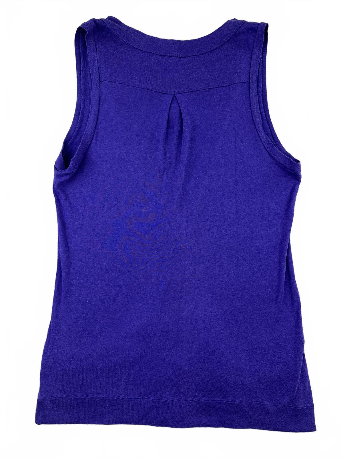 Express Purple Sleeveless Vest Top Button Up Deep V Neckline