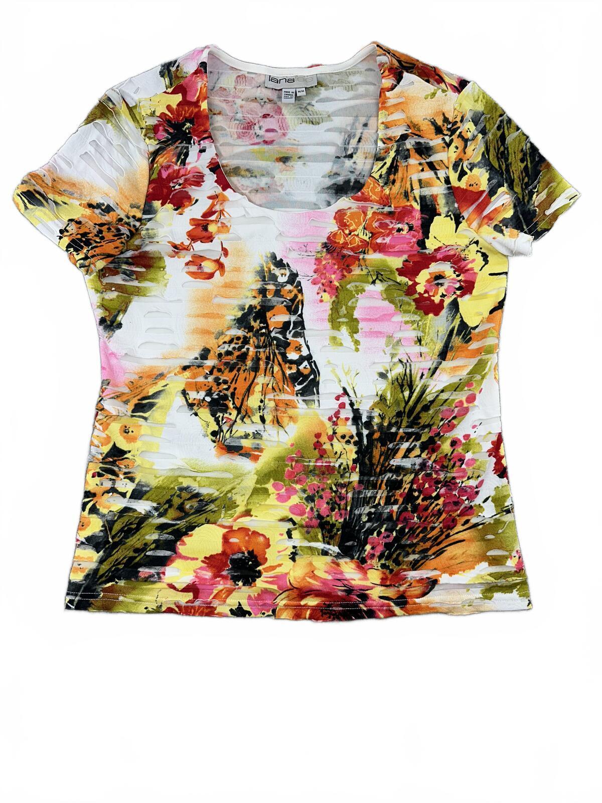 Lana Lee Floral Textured Short Sleeve Top