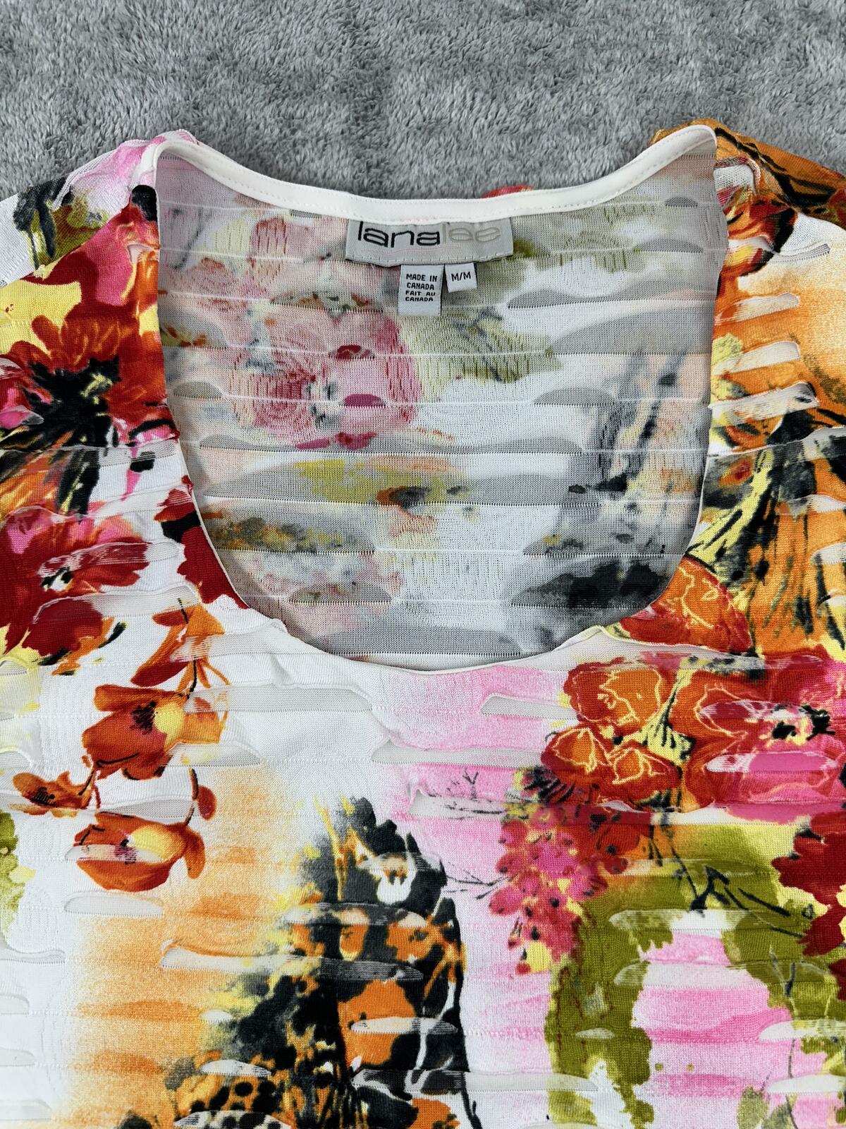 Lana Lee Floral Textured Short Sleeve Top