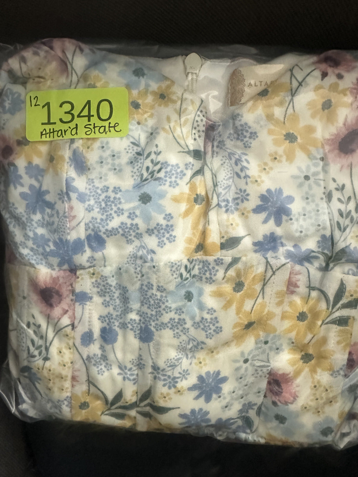 Altar'd State Pastel Floral Puff Sleeve Fit and Flare Dress Y2K Fairycore Mini