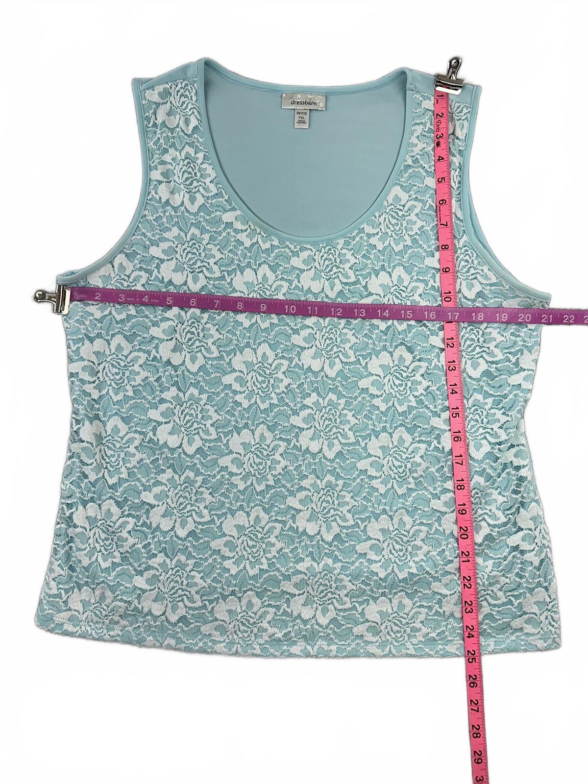 Dressbarn Light Blue Lace Overlay Tank Top