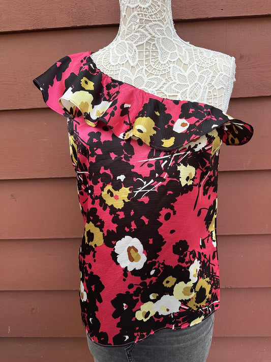 The Limited Floral One Shoulder Ruffle Top