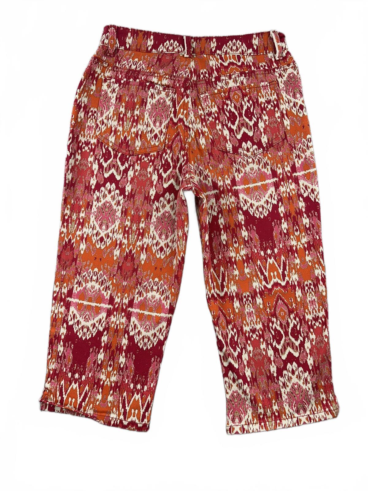 Gloria Vanderbilt Amanda Ikat Print Cropped Pants in Burgundy and Orange