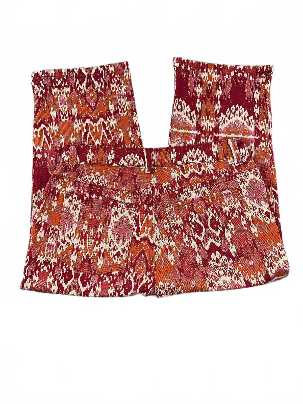 Gloria Vanderbilt Amanda Ikat Print Cropped Pants in Burgundy and Orange