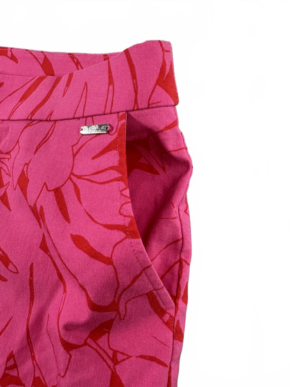 Rafaella Tropical Pink Red Leaf Print Skort Resortwear Summer Casual