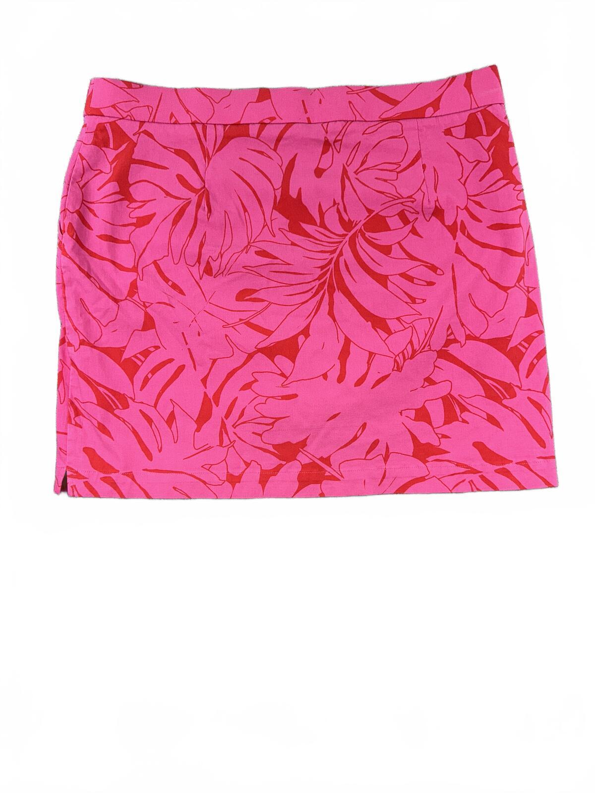Rafaella Tropical Pink Red Leaf Print Skort Resortwear Summer Casual