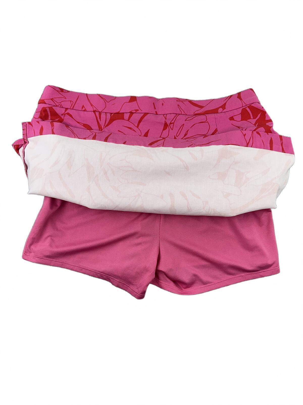 Rafaella Tropical Pink Red Leaf Print Skort Resortwear Summer Casual