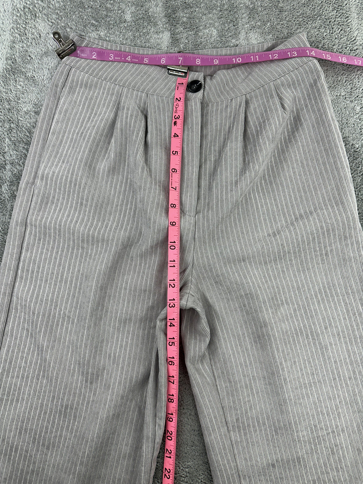 SHEIN Gray Pinstripe Wide Leg Dress Pants High Waist