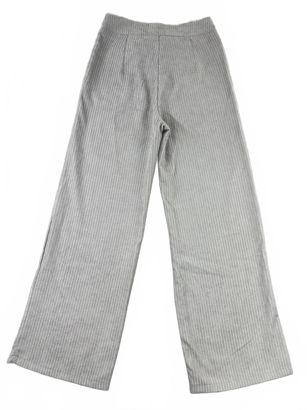 SHEIN Gray Pinstripe Wide Leg Dress Pants High Waist