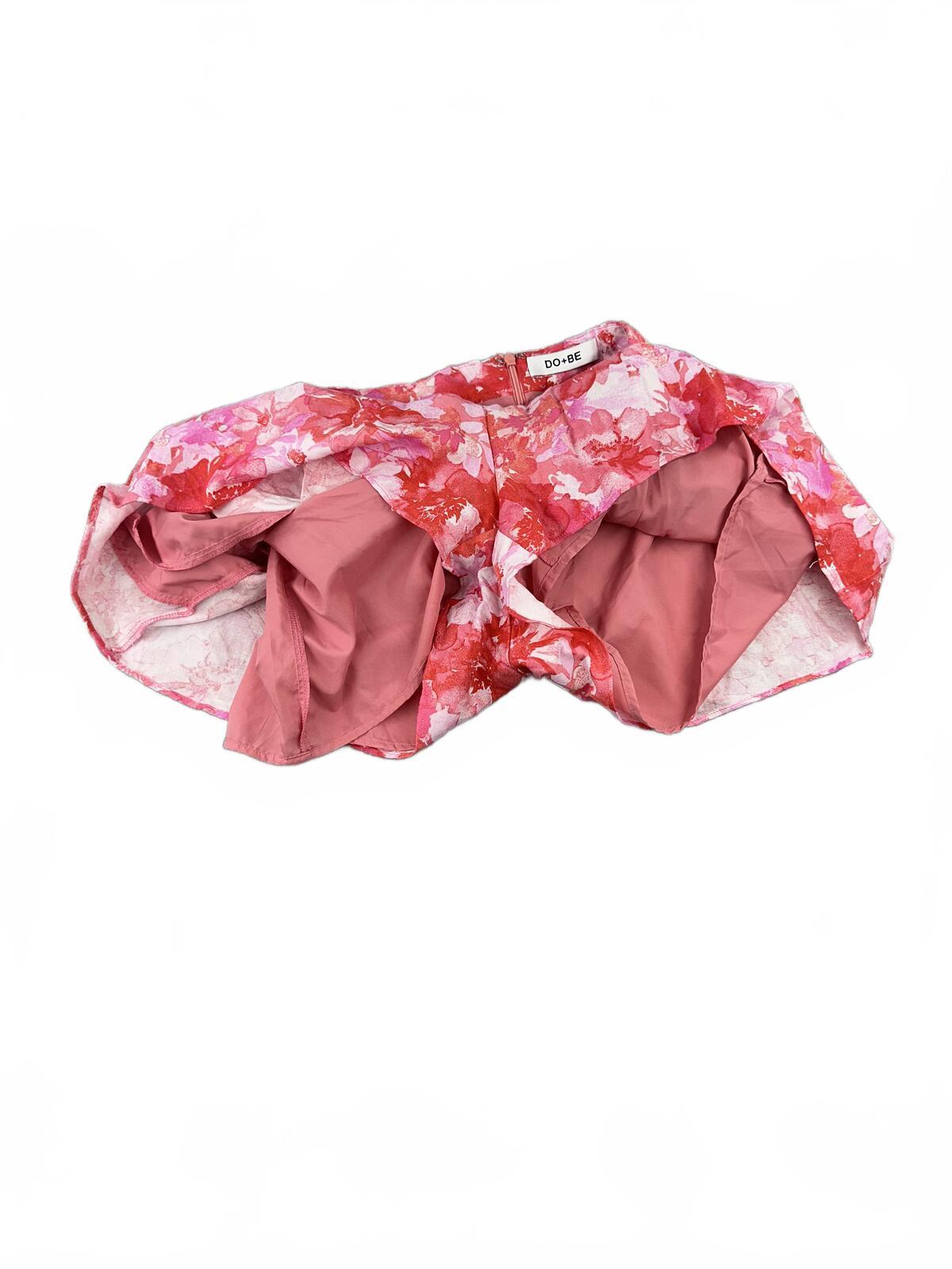 Do+Be Floral Print High Waist Shorts Pink Red Vintage Inspired Summer Casual