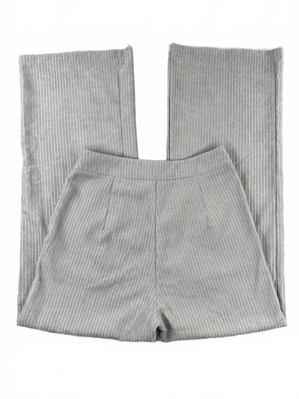 SHEIN Gray Pinstripe Wide Leg Dress Pants High Waist