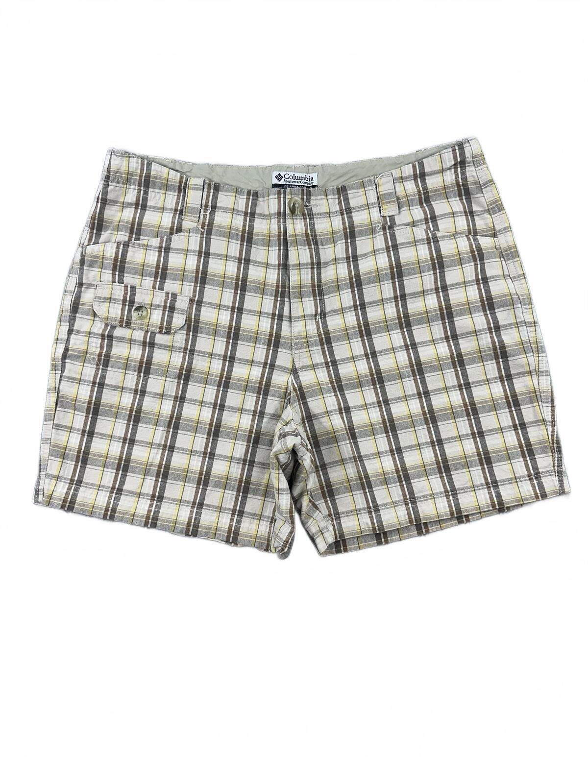 Columbia Plaid Shorts Casual Outdoor Beige Brown Classic Summer