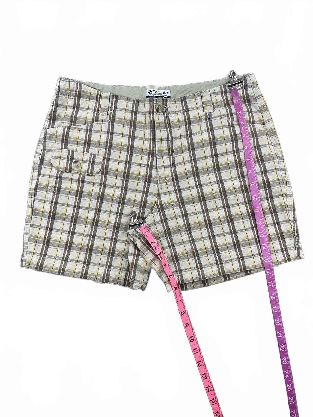 Columbia Plaid Shorts Casual Outdoor Beige Brown Classic Summer