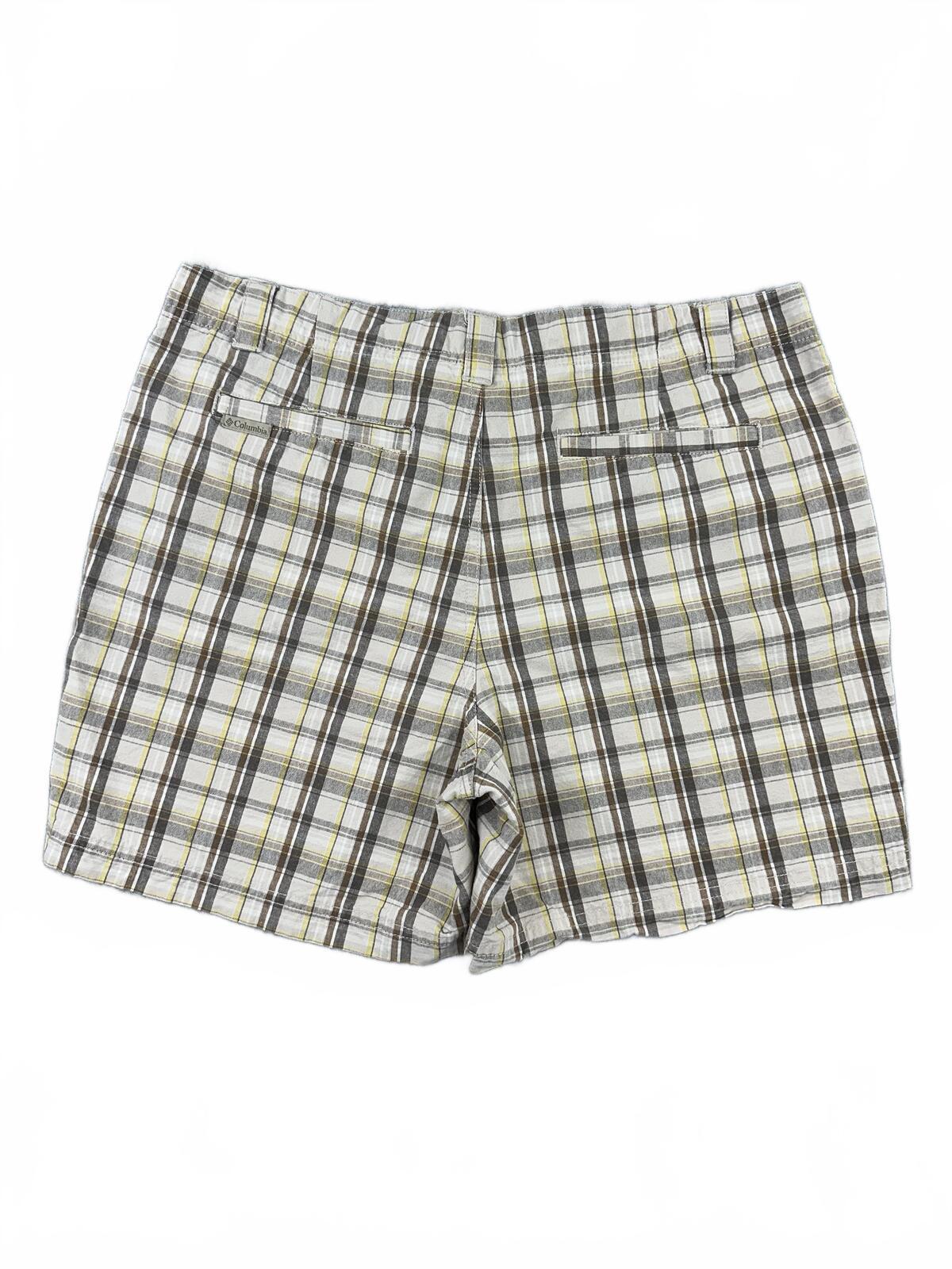 Columbia Plaid Shorts Casual Outdoor Beige Brown Classic Summer