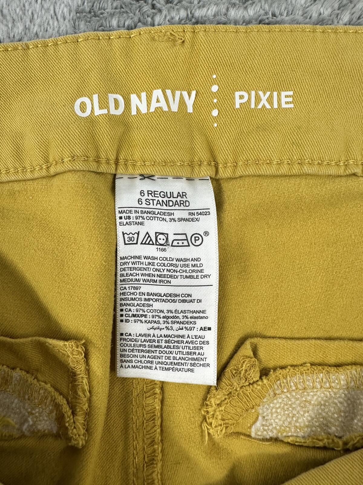 Old Navy Pixie Mustard Yellow Slim Fit Chino Pants Casual Tailored