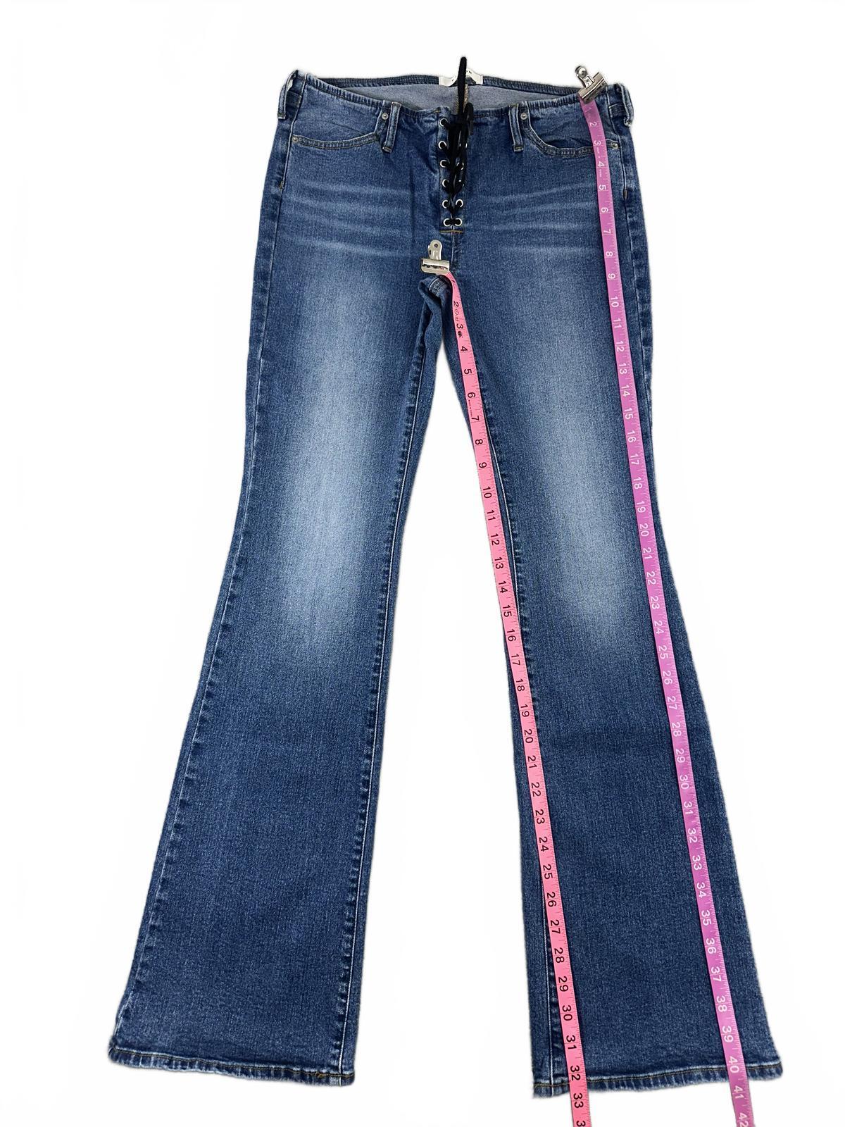 Pacsun Low Rise Bootcut Jeans Retro Casual Blue Denim Lace Up Front Flare