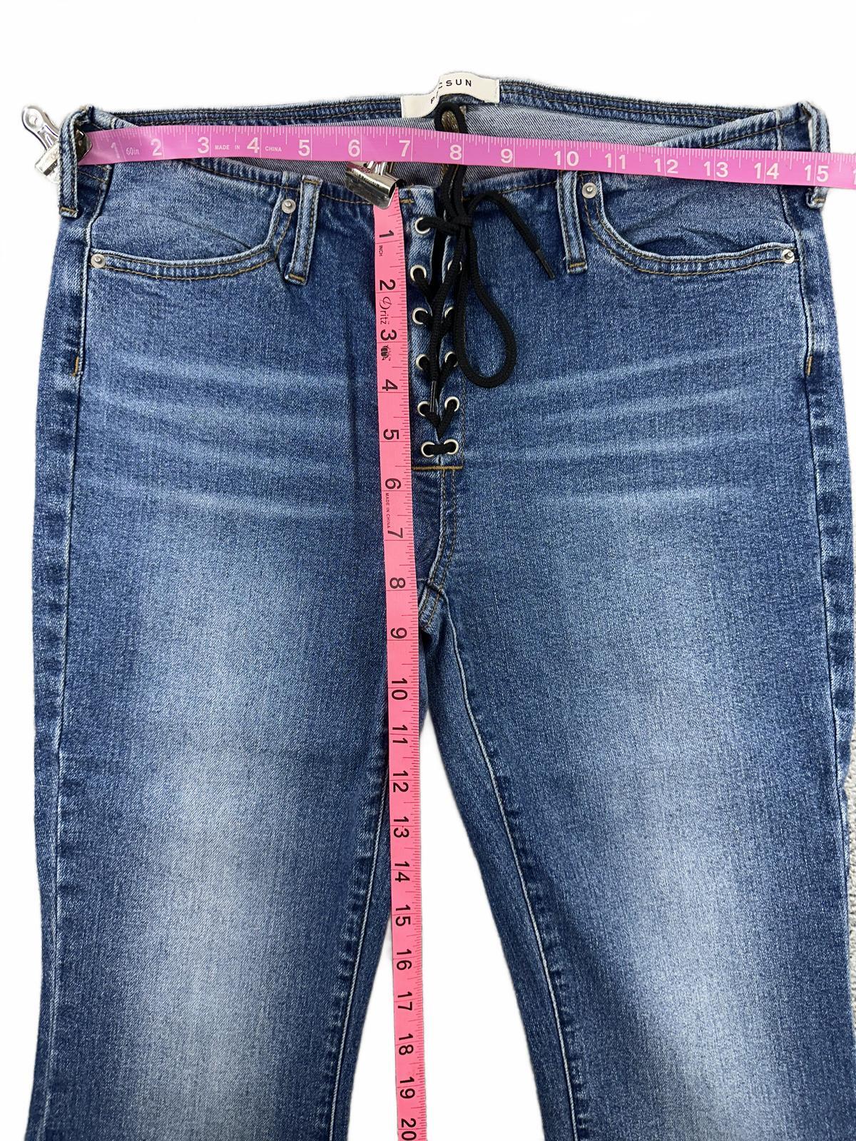Pacsun Low Rise Bootcut Jeans Retro Casual Blue Denim Lace Up Front Flare