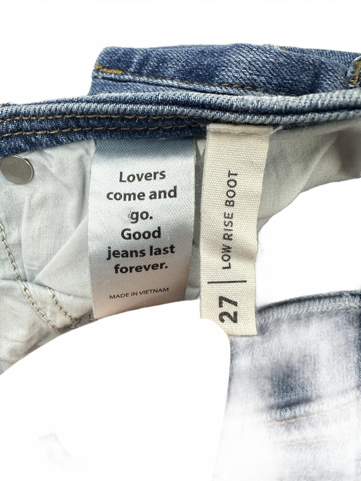 Pacsun Low Rise Bootcut Jeans Retro Casual Blue Denim Lace Up Front Flare