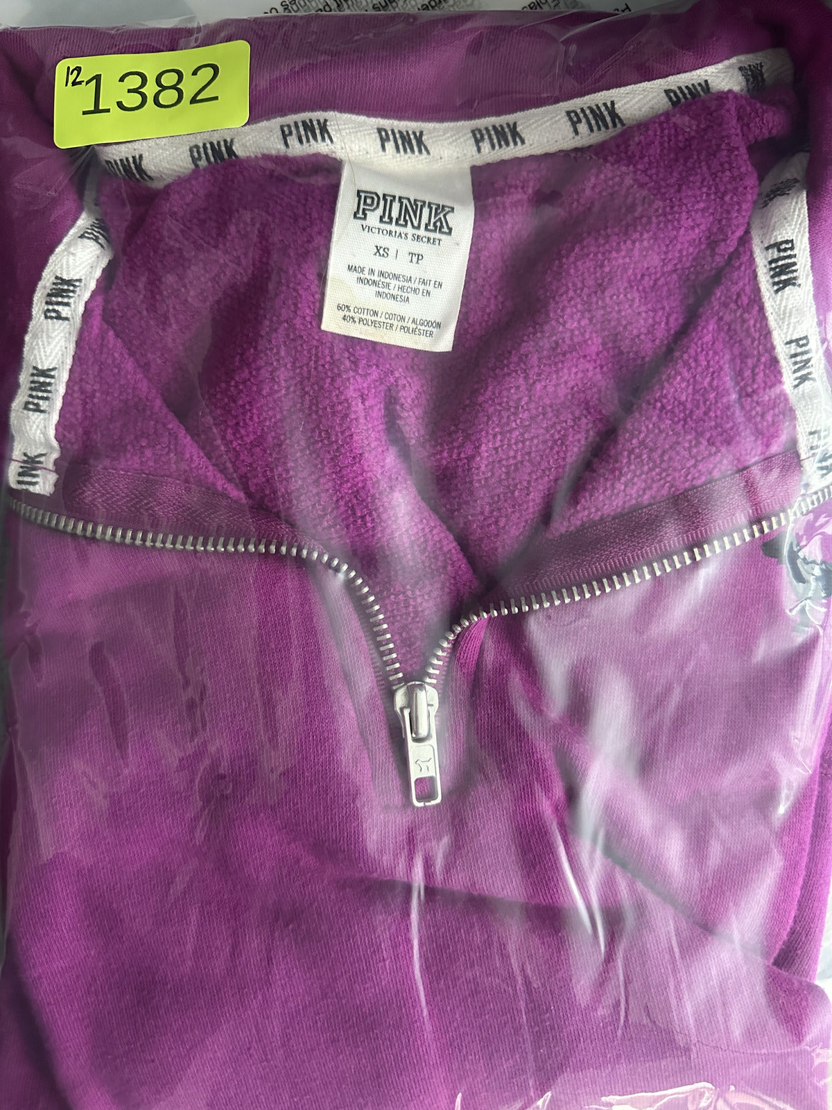PINK Victoria's Secret Purple Half Zip Pullover Sweatshirt Y2K Athleisure