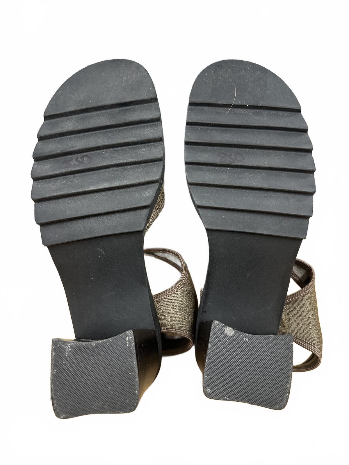 Gloria Vanderbilt Chunky Heel Ankle Strap Sandals in Brown and Black