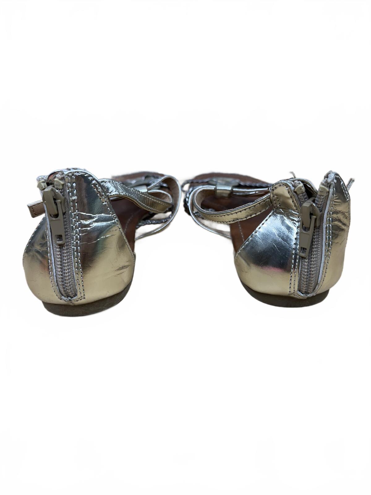 REPORT Silver Metallic Gladiator Sandals with Braided Straps