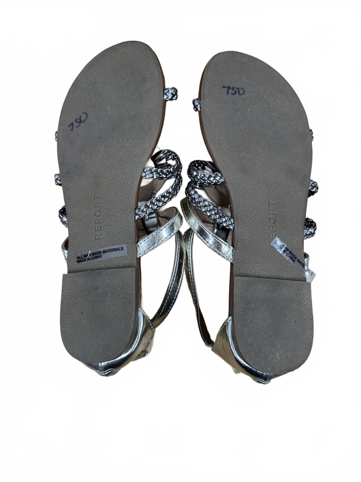 REPORT Silver Metallic Gladiator Sandals with Braided Straps
