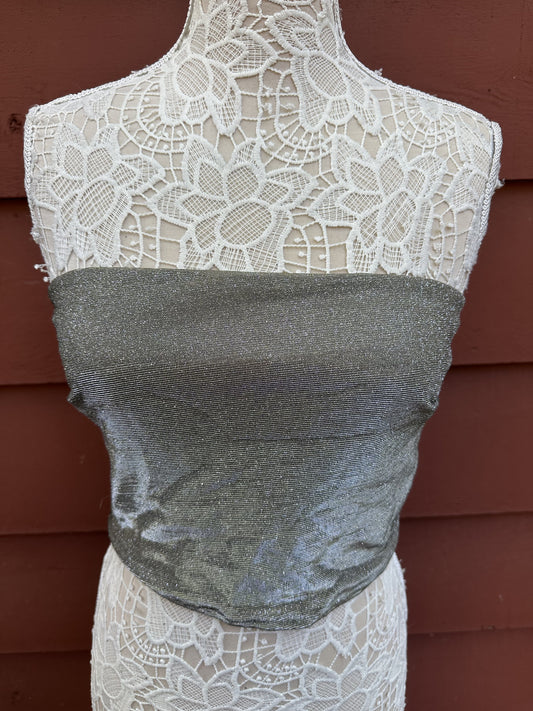 Wild Fable Metallic Silver Crop Tube Top Y2K Rave Costume