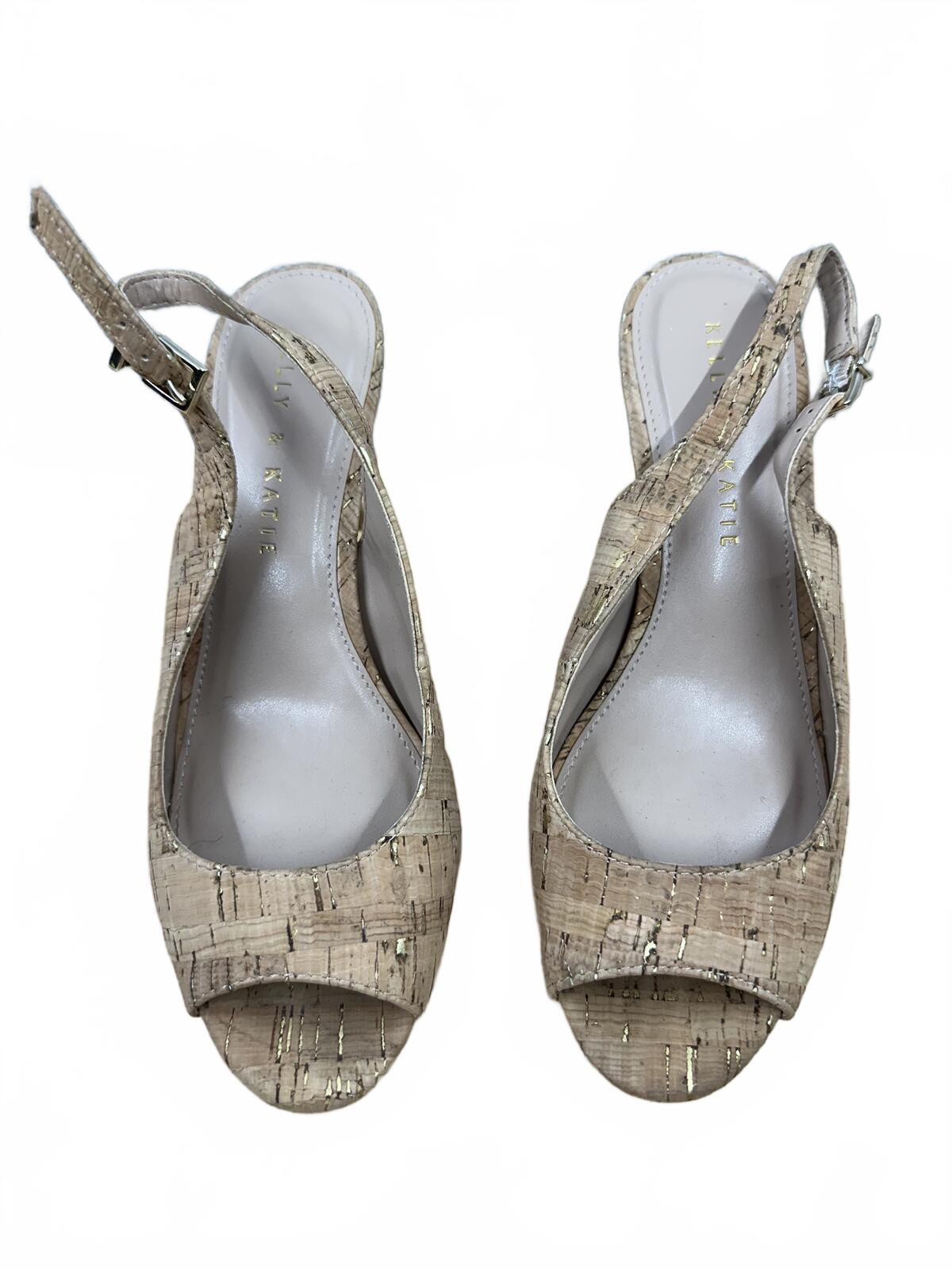 Kelly & Katie Cork Slingback Heels Beige Tan Stiletto Comfortable Chic