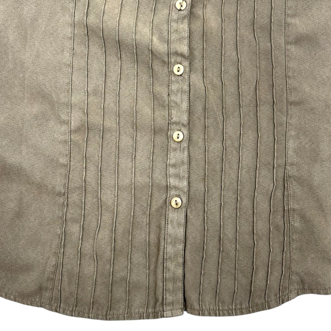 Vintage Lemon Grass Studio Faux Suede Pintuck Shirt