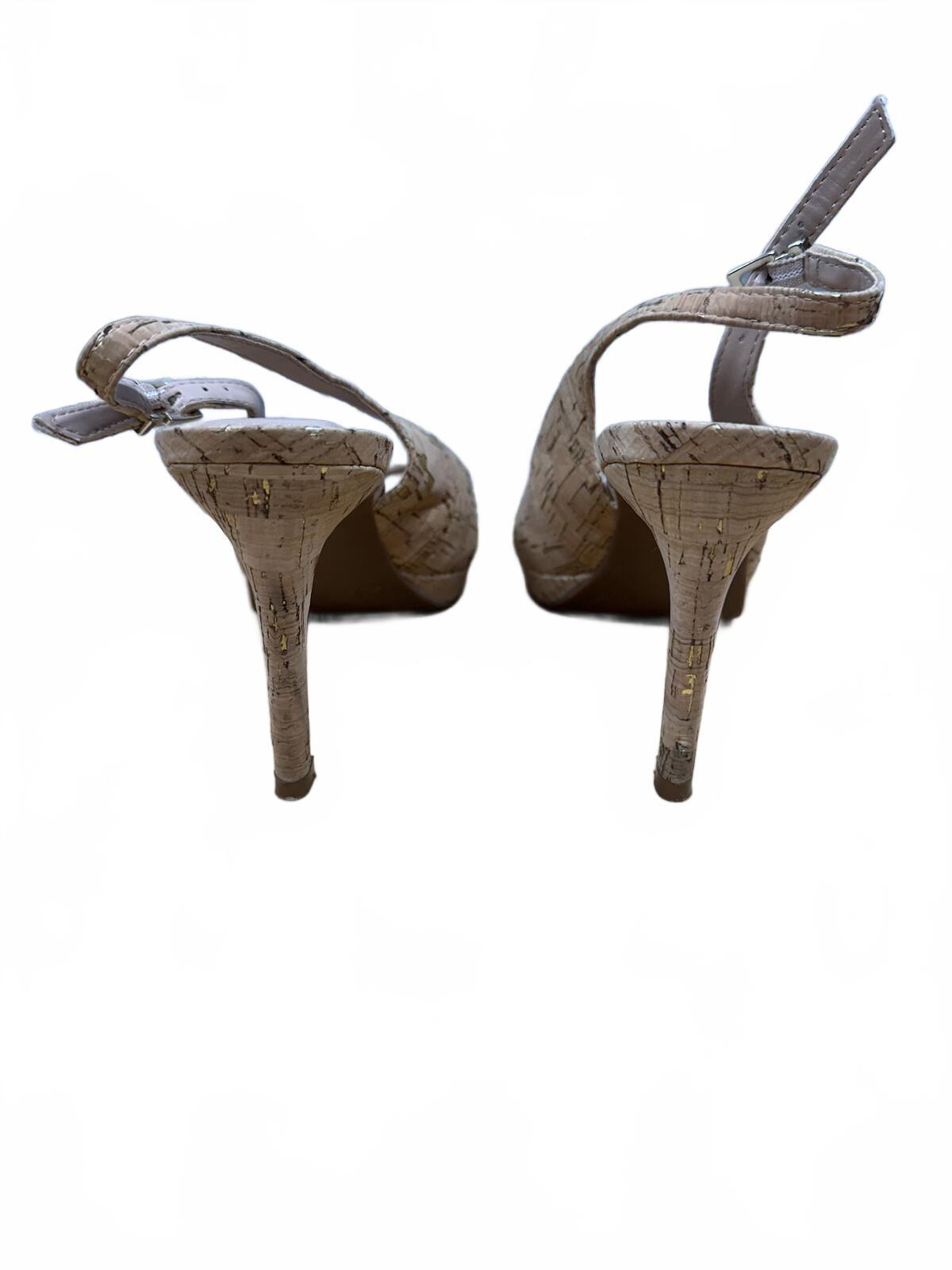 Kelly & Katie Cork Slingback Heels Beige Tan Stiletto Comfortable Chic
