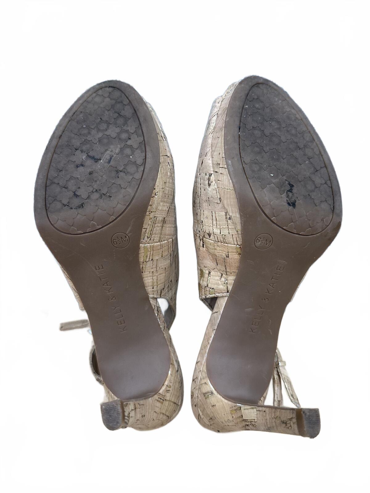 Kelly & Katie Cork Slingback Heels Beige Tan Stiletto Comfortable Chic