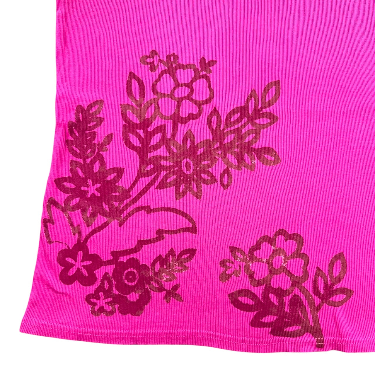 Basic Editions Hot Pink Ribbed Graphic Tank Top