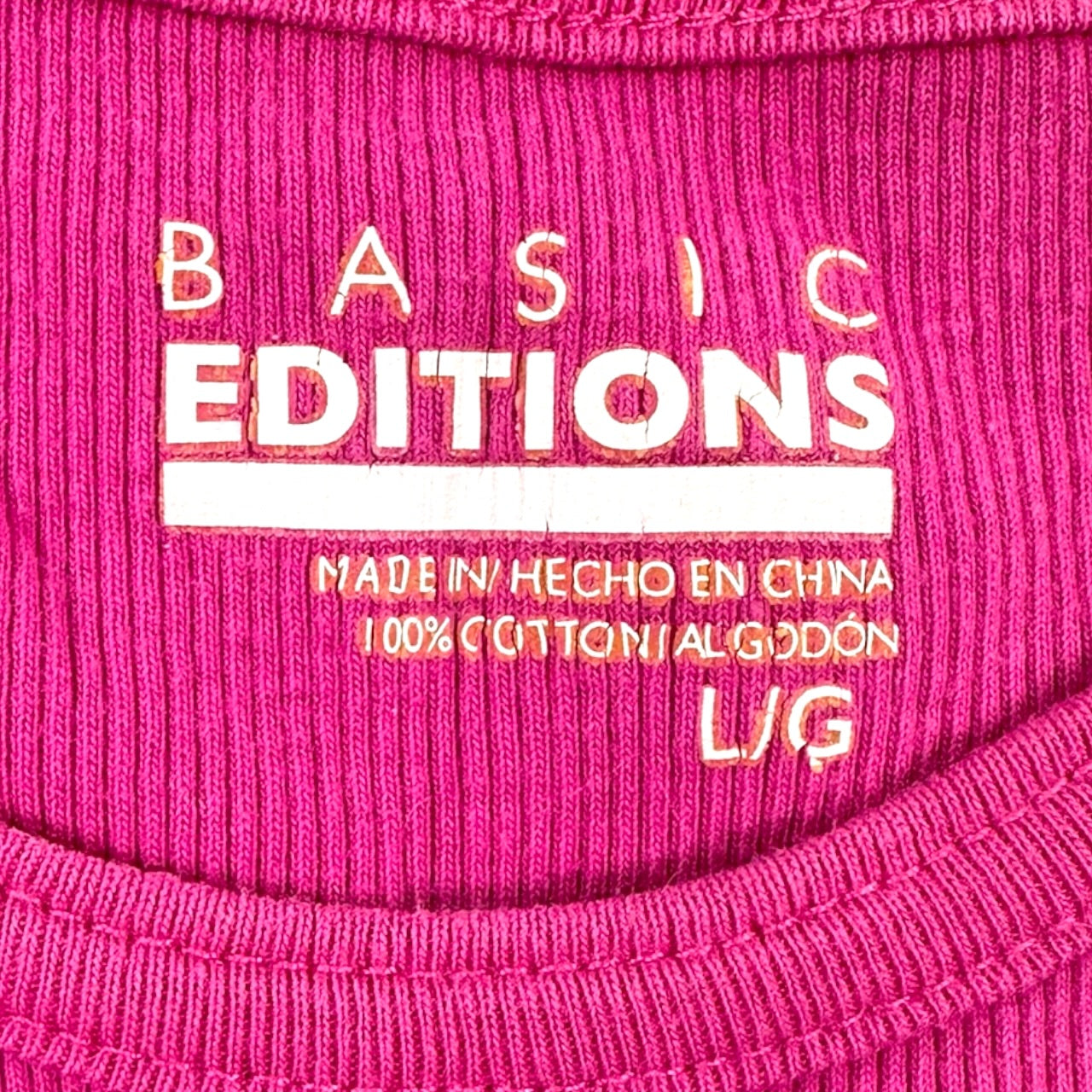 Basic Editions Hot Pink Ribbed Graphic Tank Top
