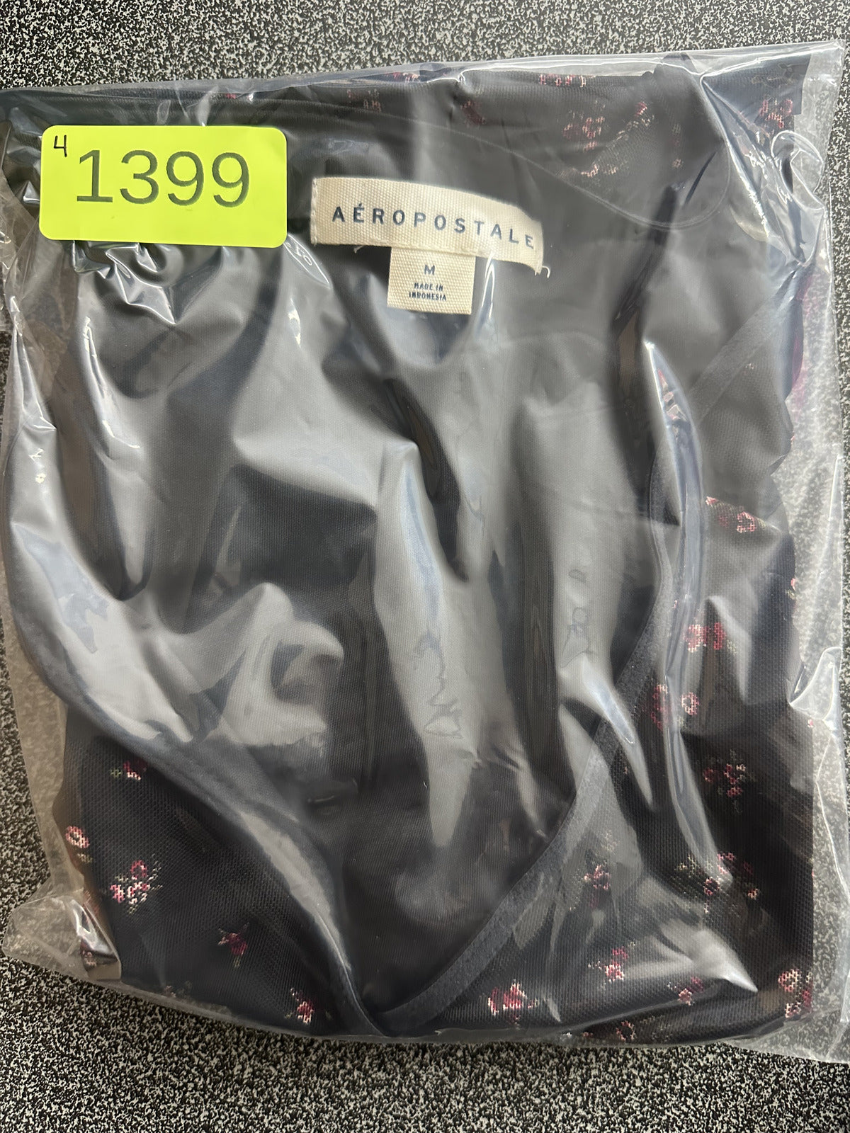 Aéropostale Floral Mesh V Neck Crop Top Y2K Coquette