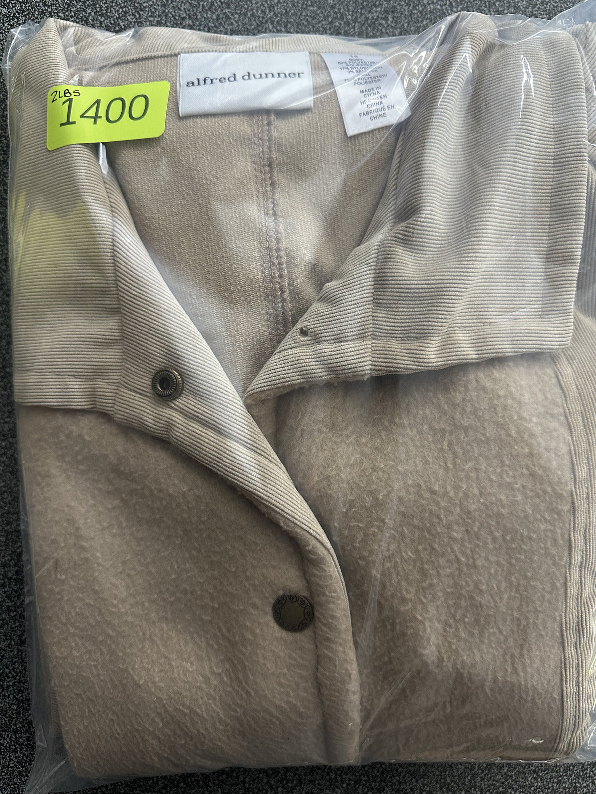 Alfred Dunner Corduroy Two Piece Pant Suit Set in Beige