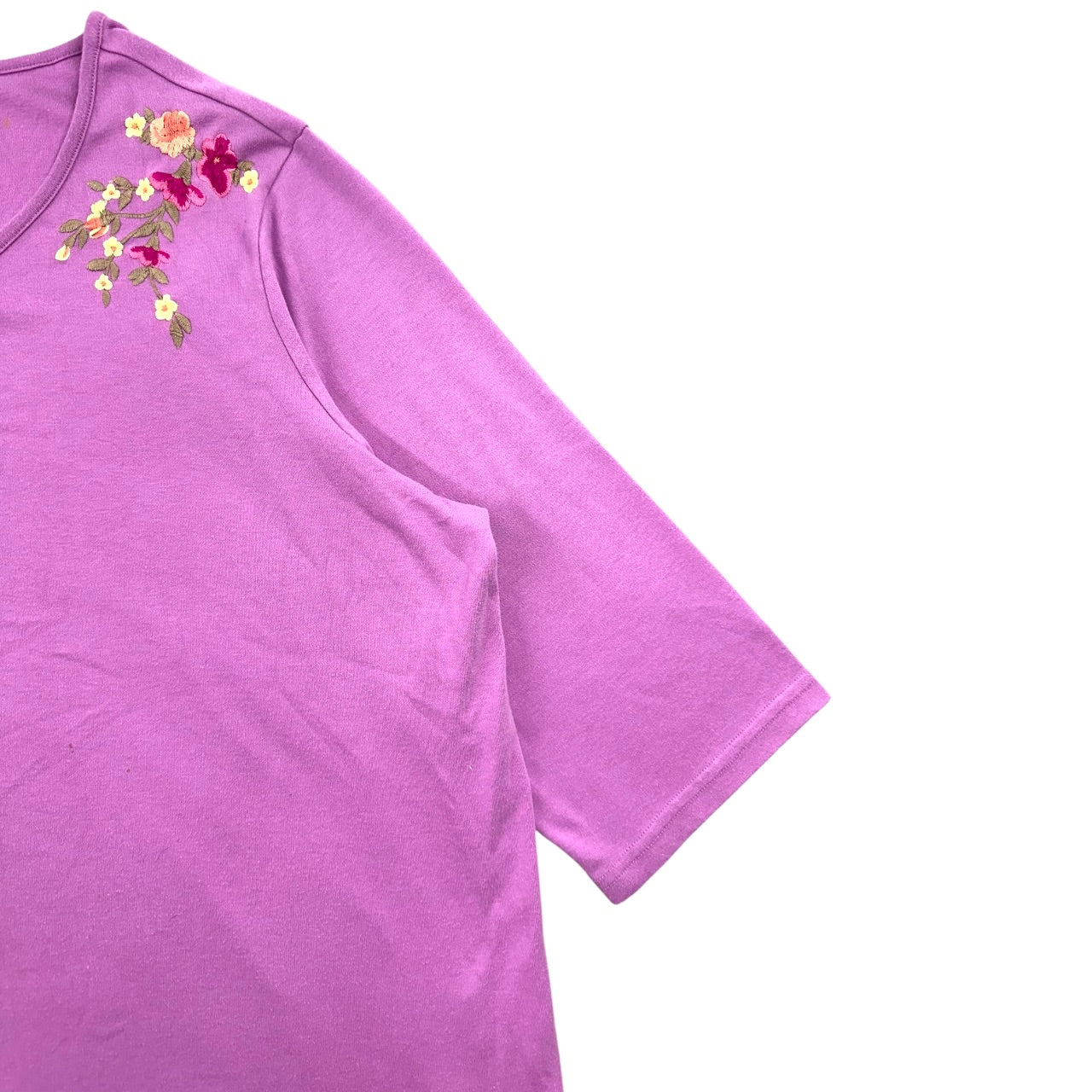 Vintage Blair Lavender Embroidered Floral Henley