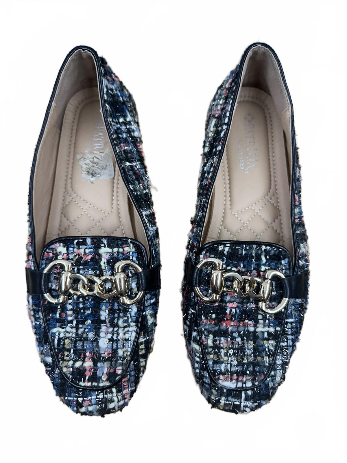 Patrizia Tweed Loafers with Gold Chain Accent Classic Chic Women's Slip Ons
