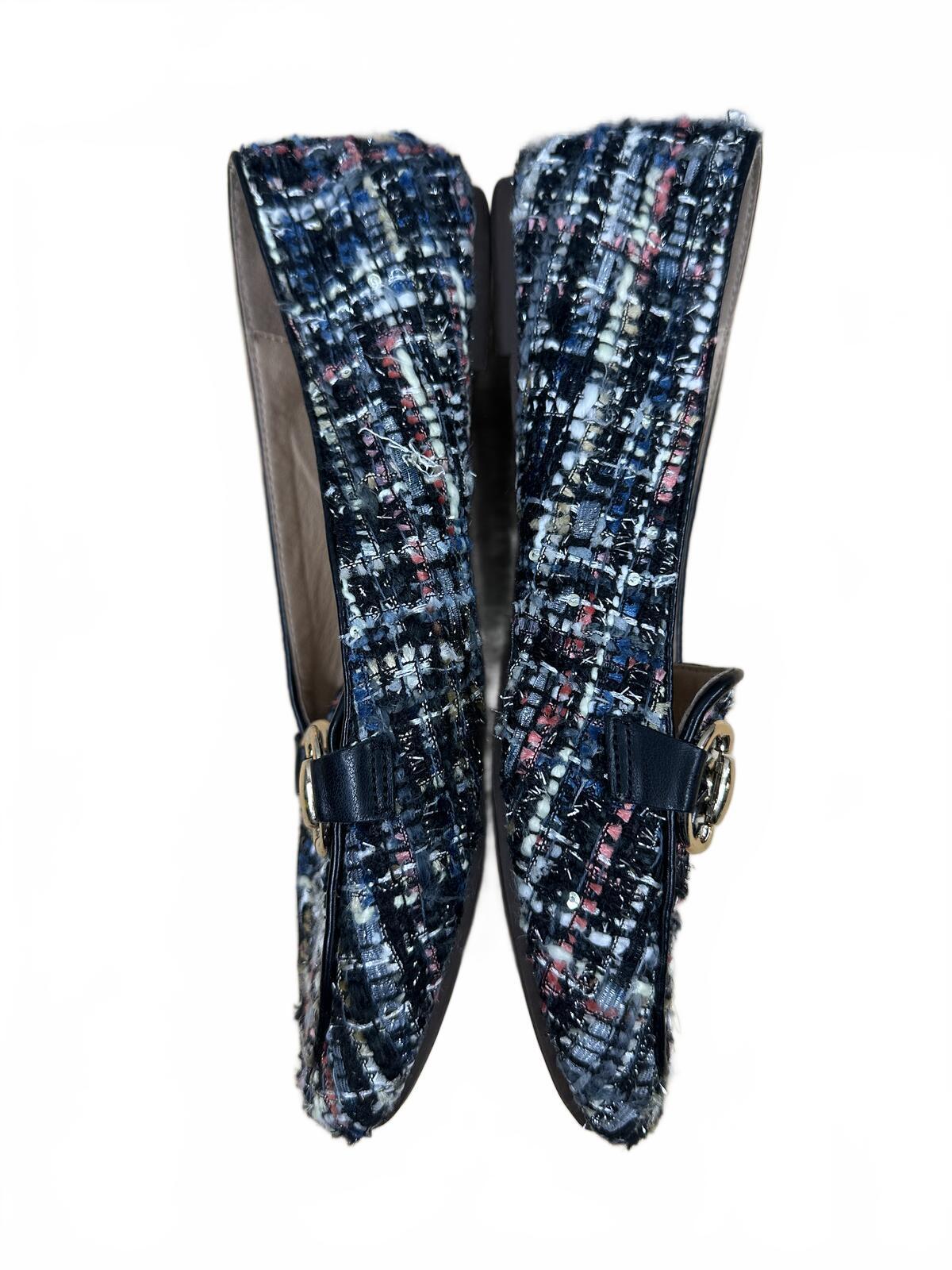 Patrizia Tweed Loafers with Gold Chain Accent Classic Chic Women's Slip Ons