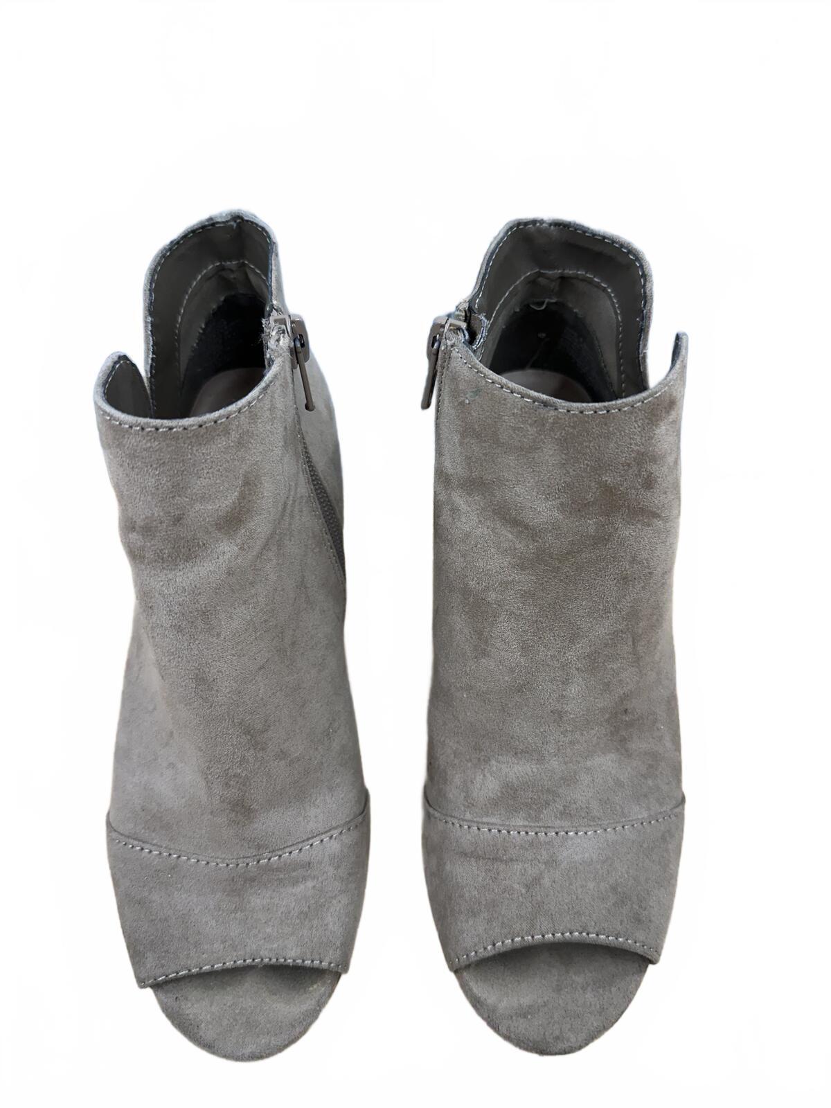 Apt. 9 Gray Suede Peep Toe Ankle Booties